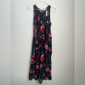 Loft Cropped Black Floral Jumpsuit MP